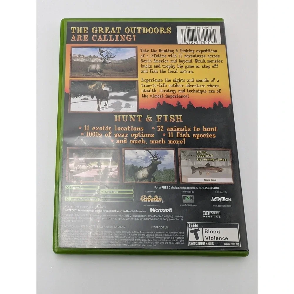 Xbox : Cabelas Outdoor Adventures Video Games Hunt And Fish Complete W/ Reg Card